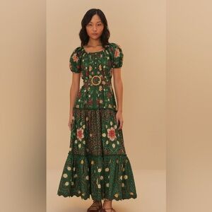 FARM Rio Orange Ruffled Tiered Maxi Dress